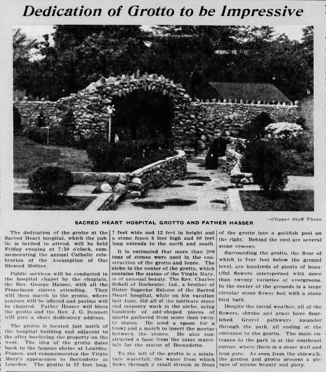 Garrett, IN: Sacred Heart Hospital – Lourdes Grottos of North America